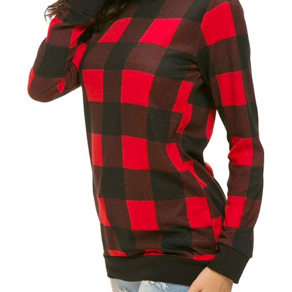 🌼Black and Red Buffalo Plaid sweater tunic Medium - Picture 4 of 4